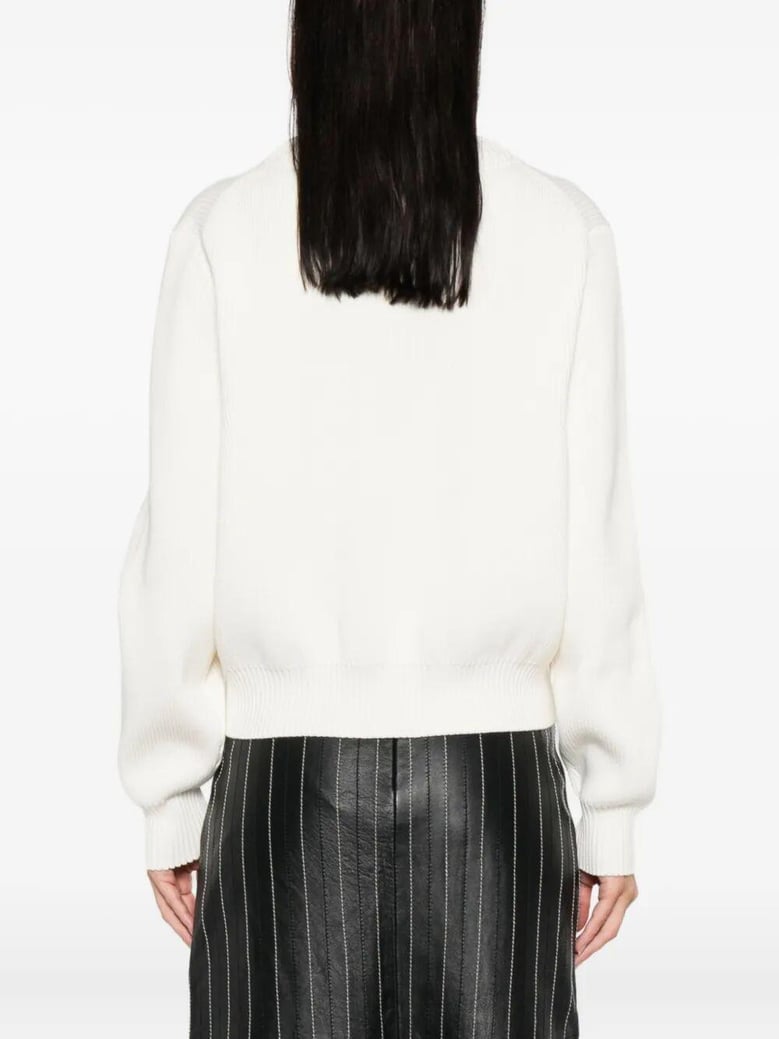 relaxed fit v-neck cotton blend sweater by Selfnex