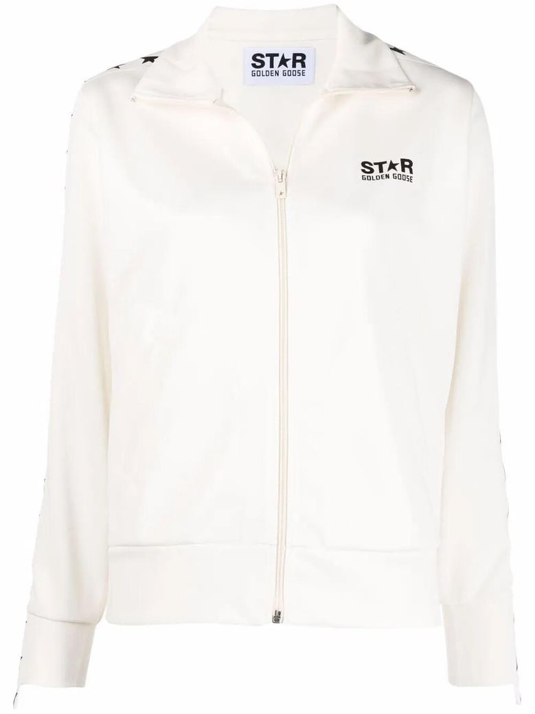 zipped sweatshirt with grosgrain strip and stars by Selfnex