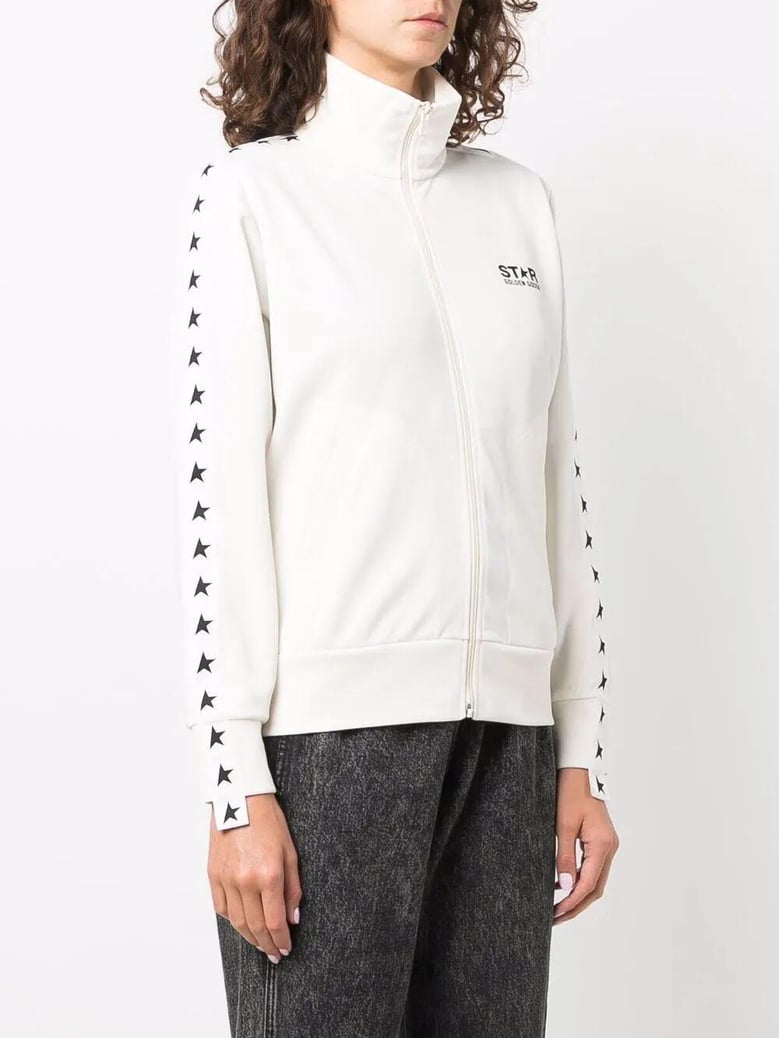 zipped sweatshirt with grosgrain strip and stars by Selfnex