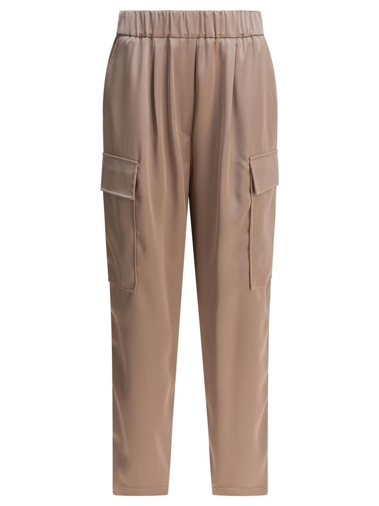 beige polyester trousers by Selfnex