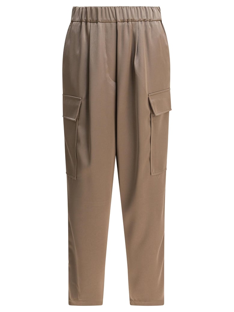 beige polyester trousers by Selfnex
