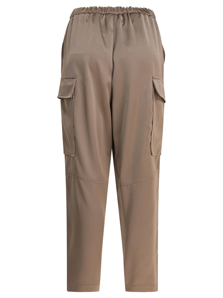 beige polyester trousers by Selfnex
