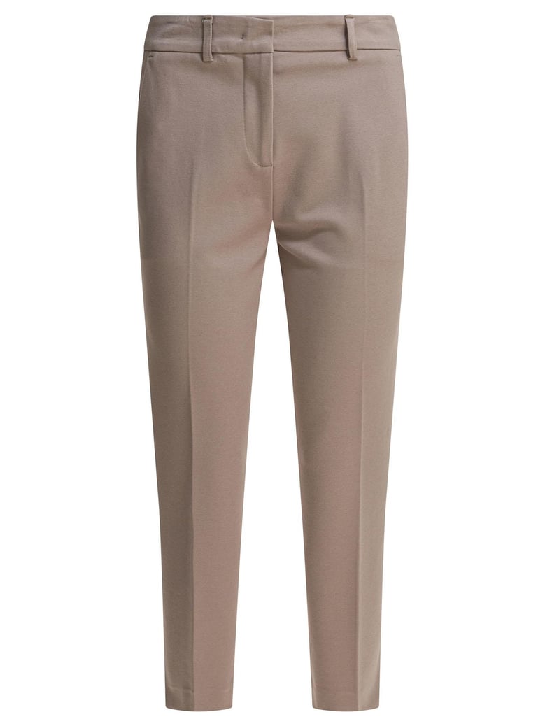 beige elastane trousers by Selfnex