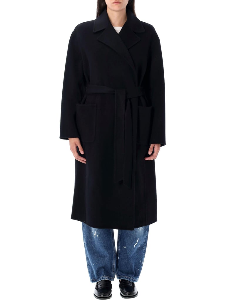 double-faced wool wrap coat by Selfnex