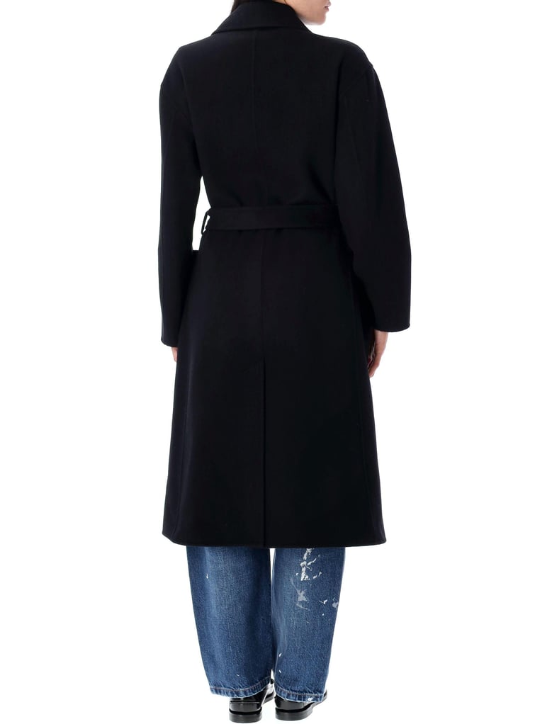 double-faced wool wrap coat by Selfnex