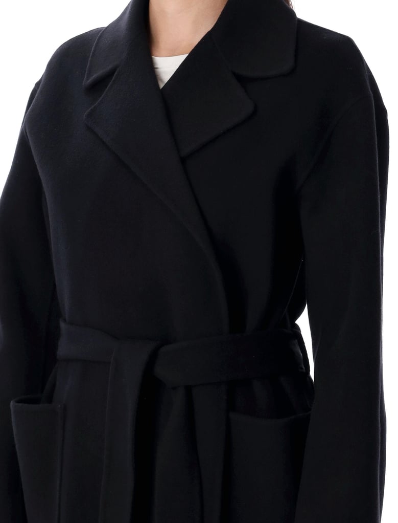 double-faced wool wrap coat by Selfnex