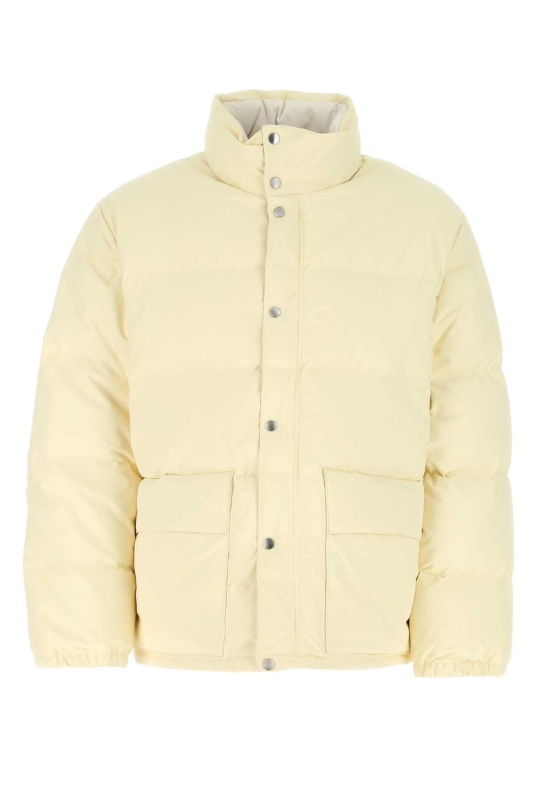 cream polyester down jacket by Selfnex