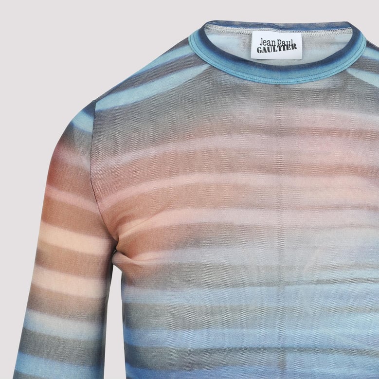 mesh printed air long sleeves top by Selfnex
