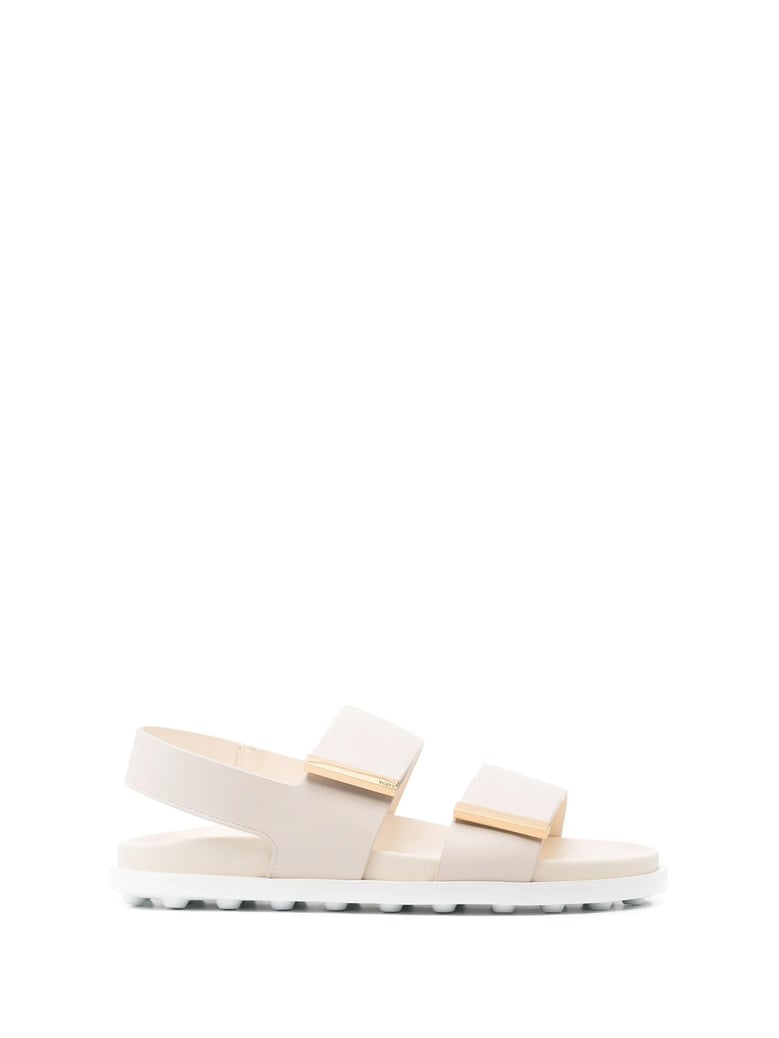 tod s leather sandal in off-white colour rubber sole by Selfnex