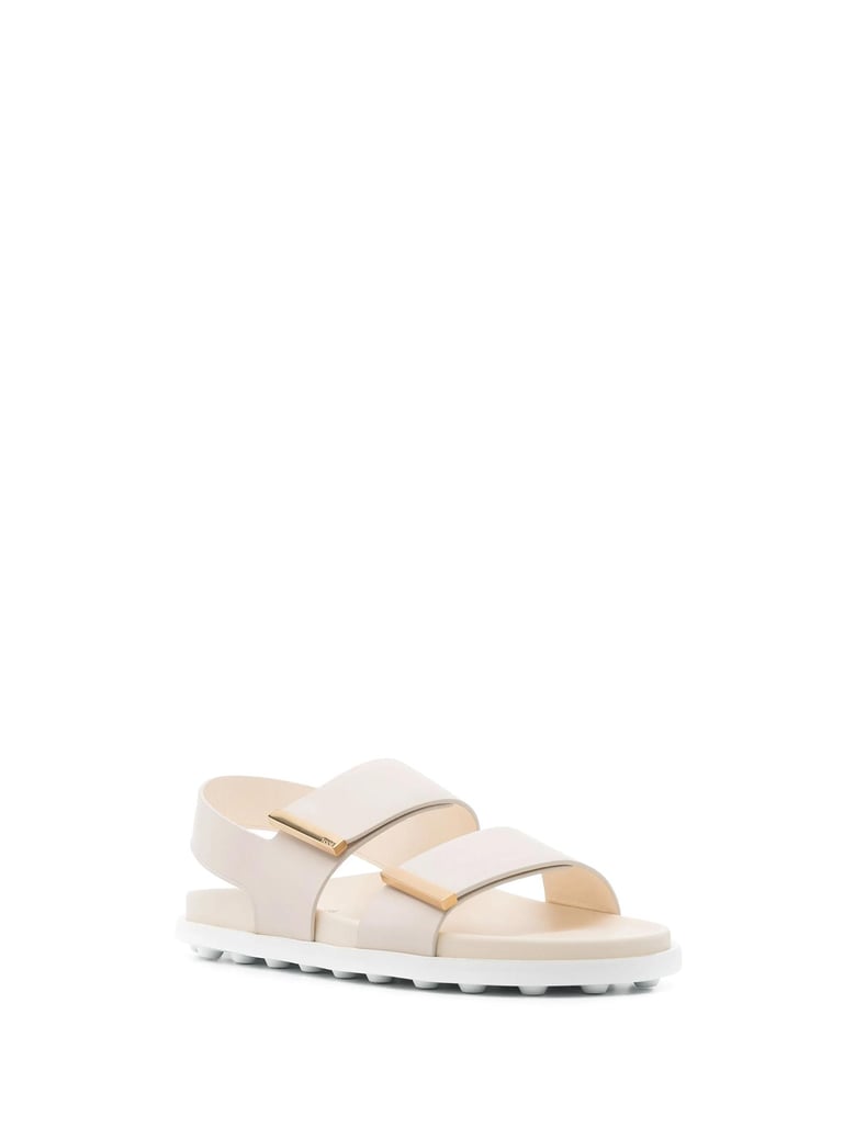 tod s leather sandal in off-white colour rubber sole by Selfnex
