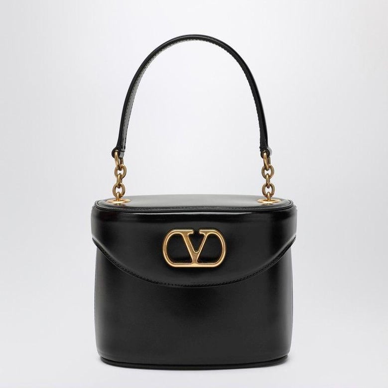 black leather vlogo signature bucket bag by Selfnex