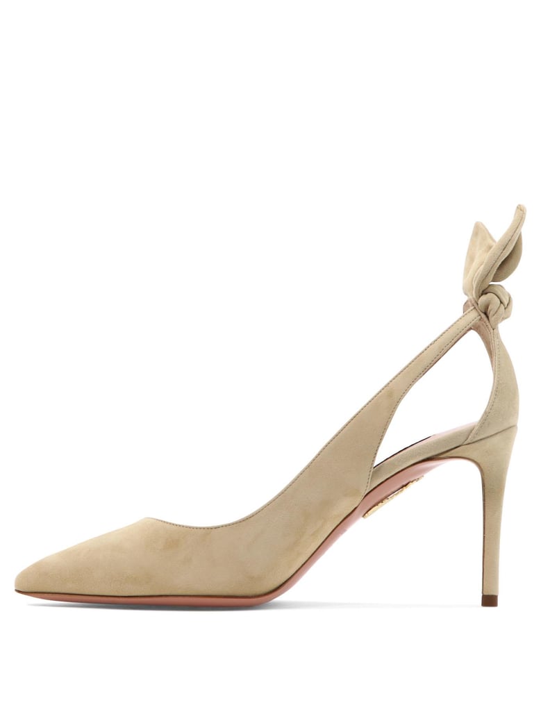 beige leather heeled shoes by Selfnex