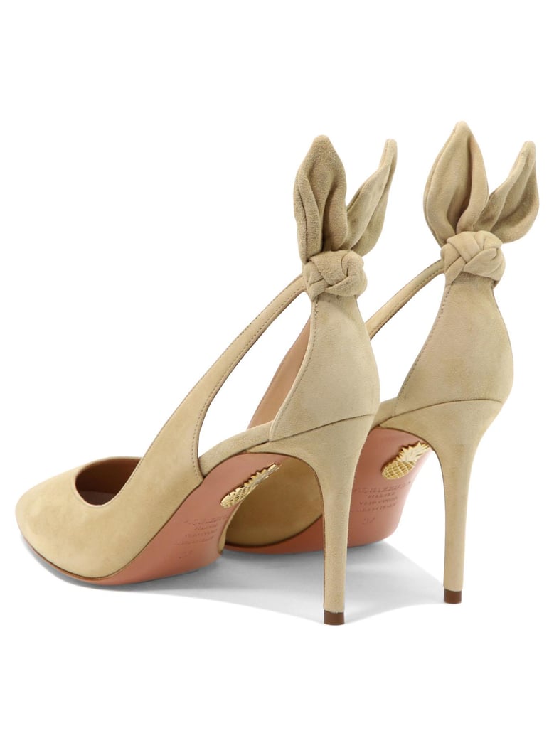 beige leather heeled shoes by Selfnex