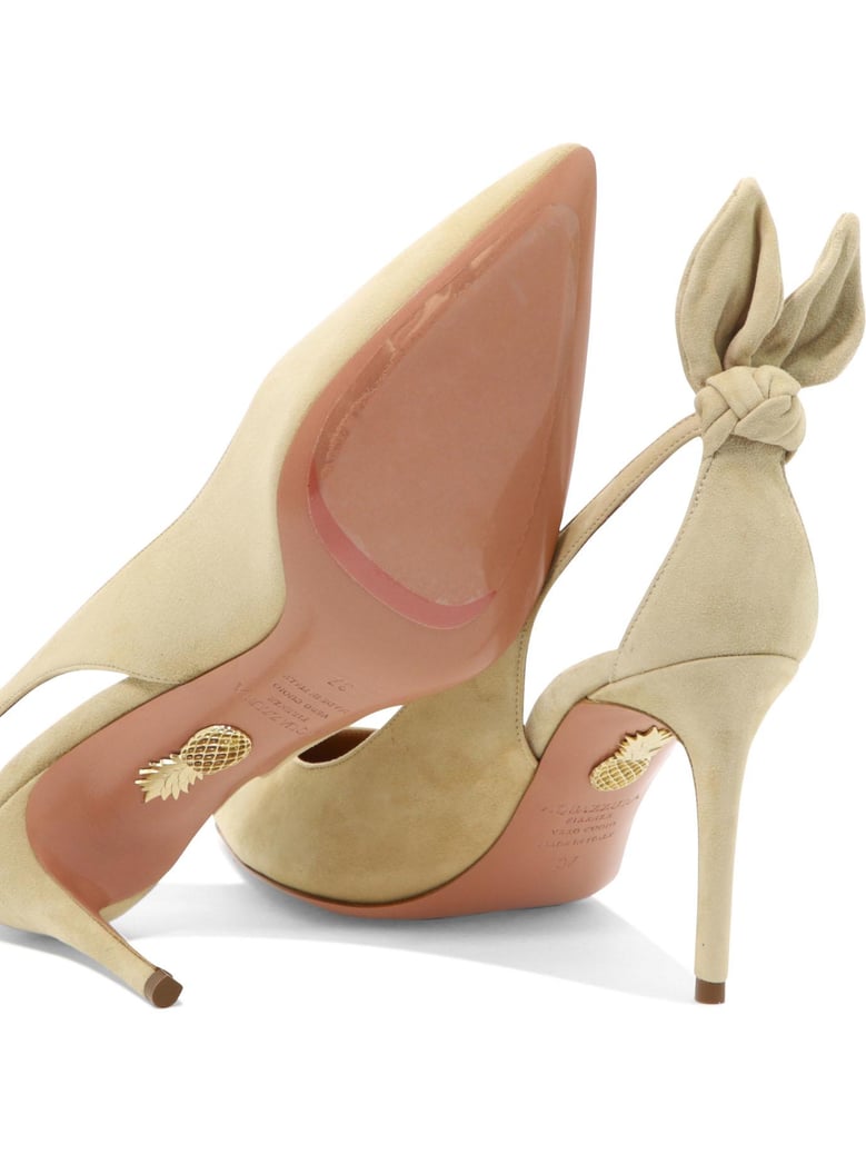 beige leather heeled shoes by Selfnex