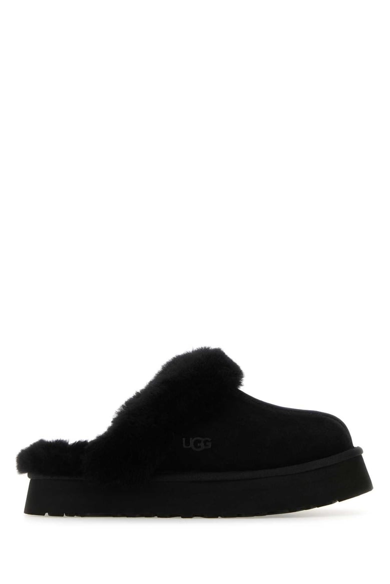black suede disquette slippers by Selfnex