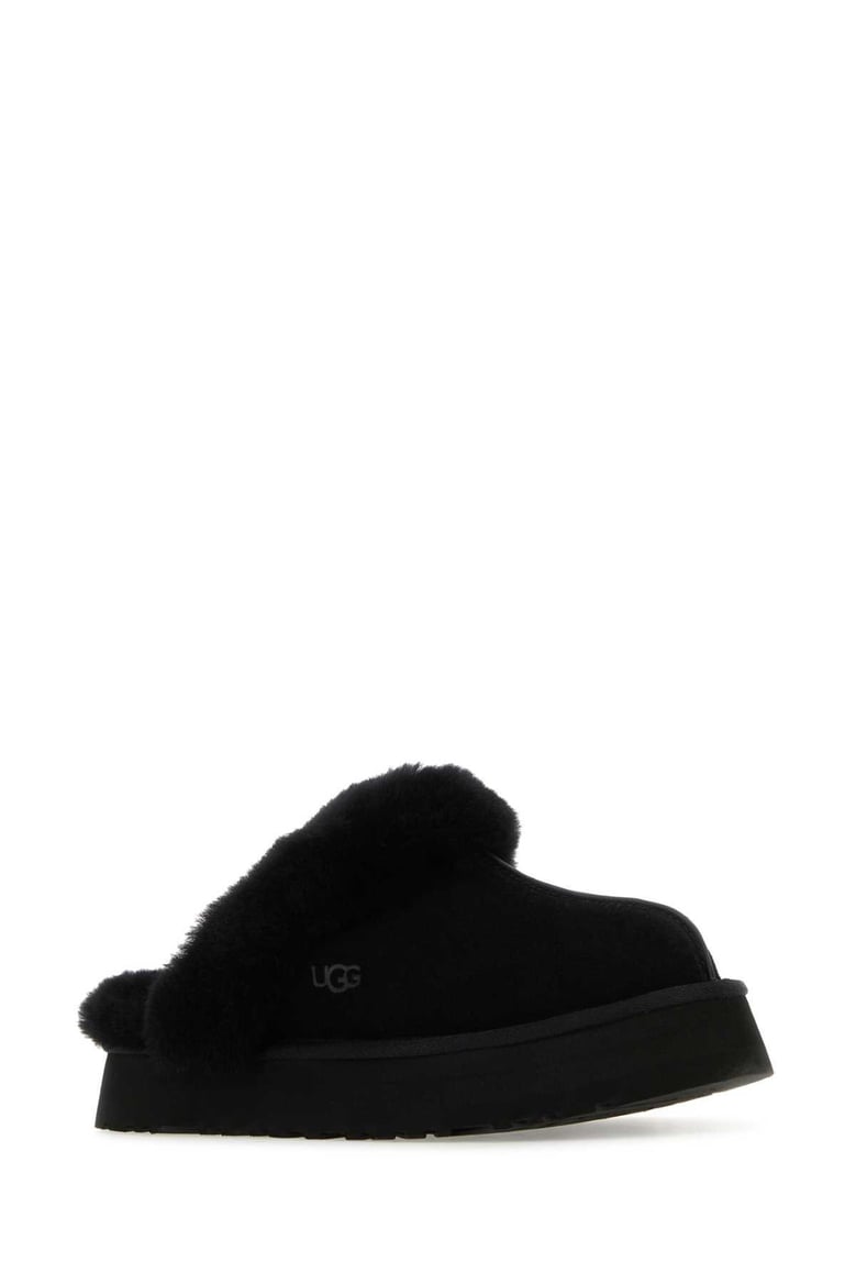 black suede disquette slippers by Selfnex