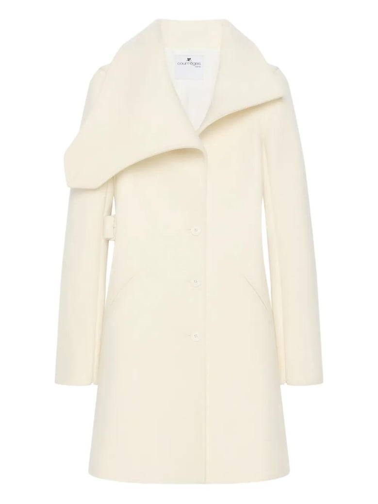 heritage white wool silk viscose coat by Selfnex