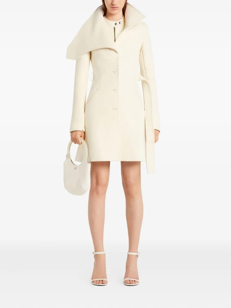 heritage white wool silk viscose coat by Selfnex