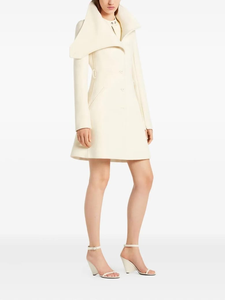 heritage white wool silk viscose coat by Selfnex