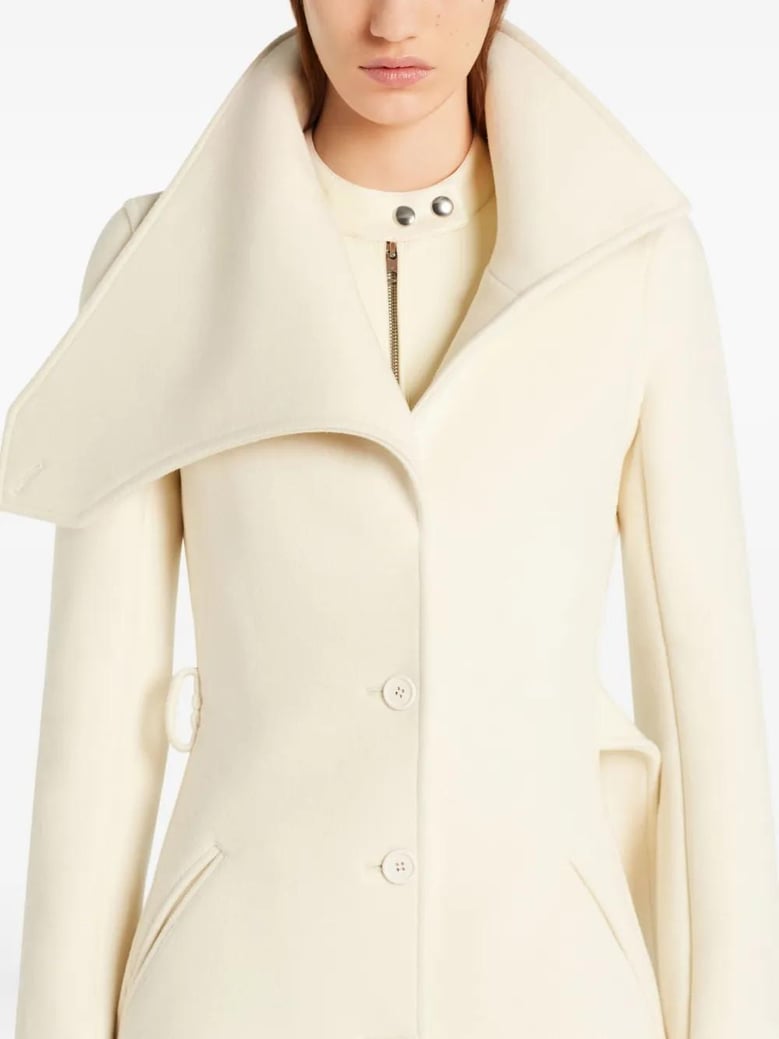 heritage white wool silk viscose coat by Selfnex