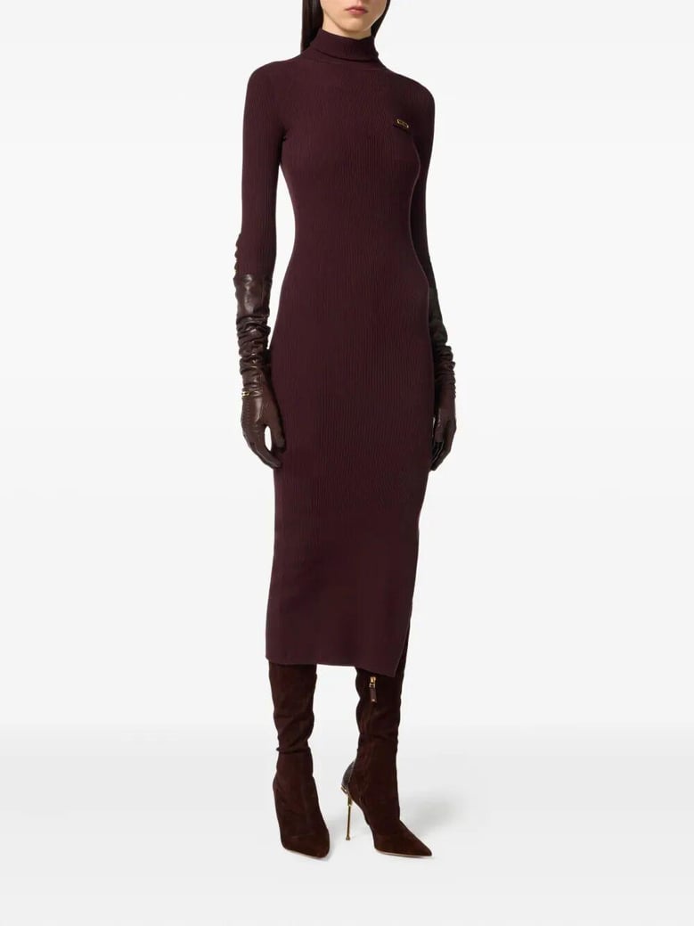 turtleneck ribbed dress by Selfnex