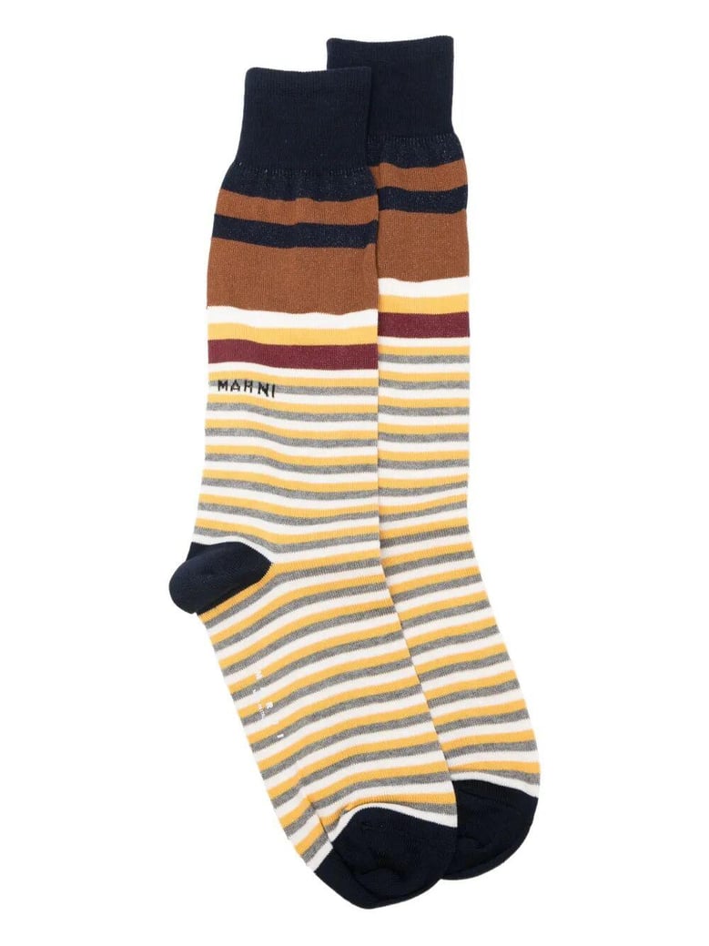 mixed stripes cotton socks by Selfnex