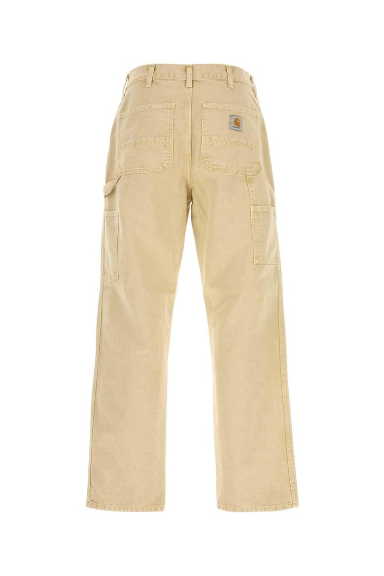 beige denim single knee pant by Selfnex
