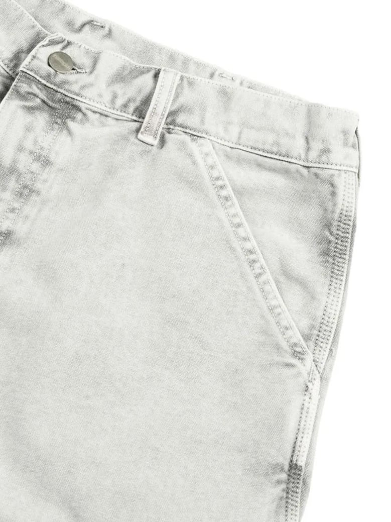 grey denim single knee short by Selfnex