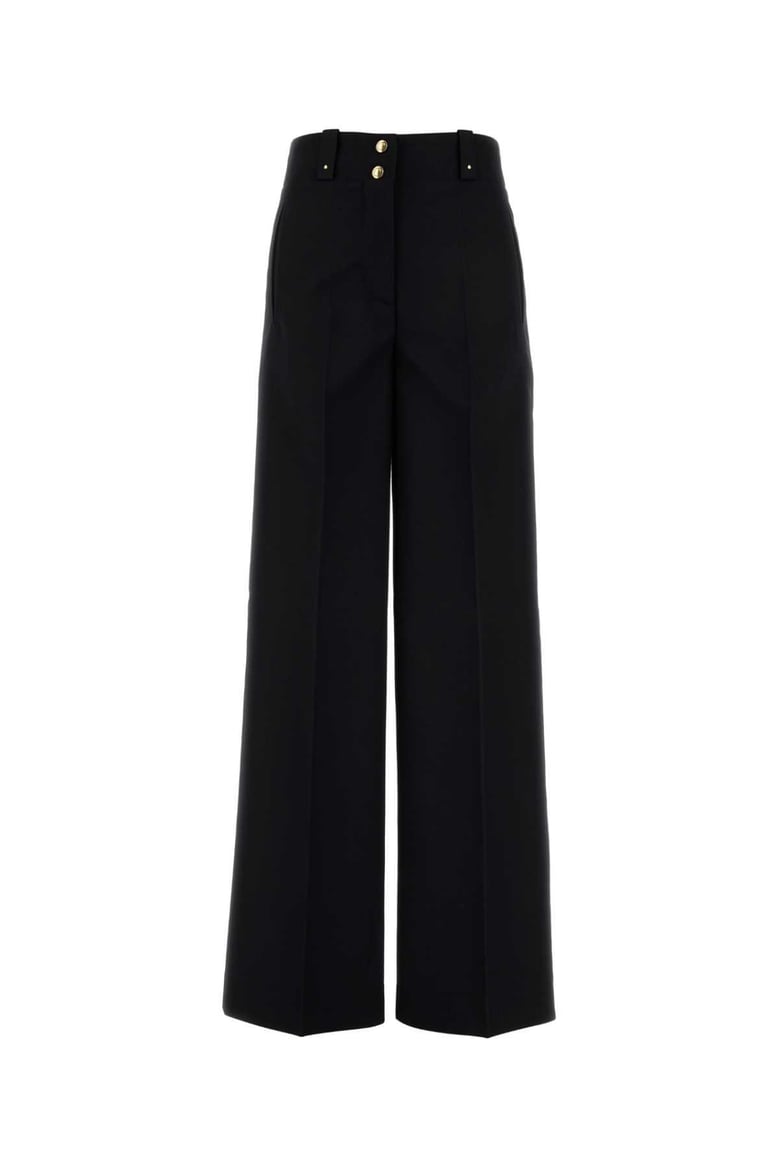 black polyester blend palazzo pant by Selfnex