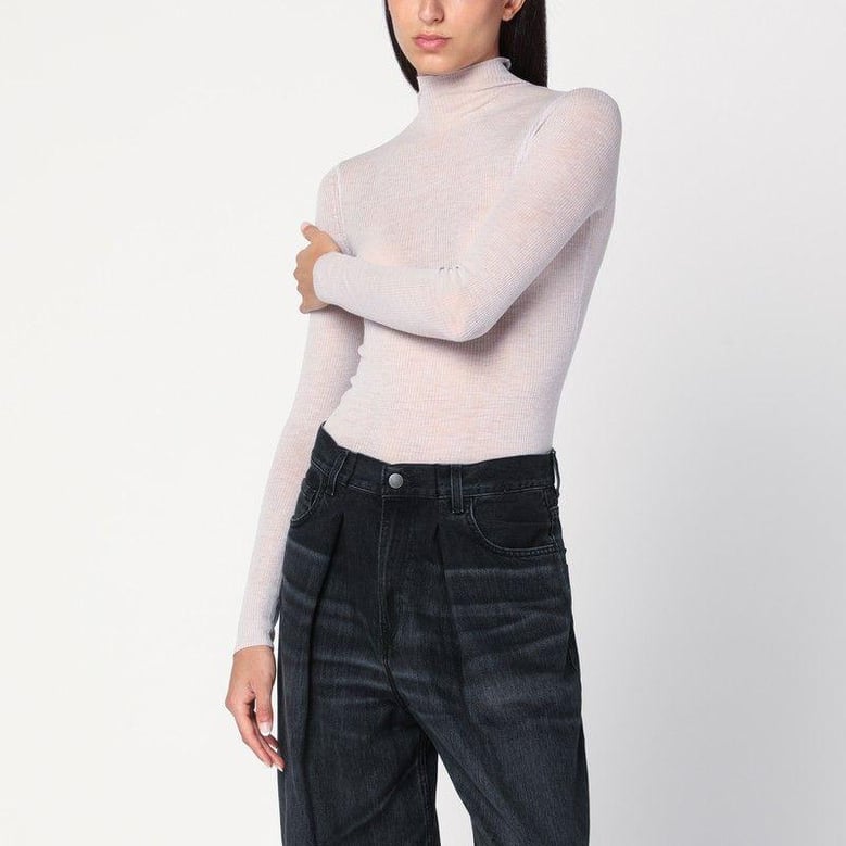 ivory semi-sheer turtleneck by Selfnex