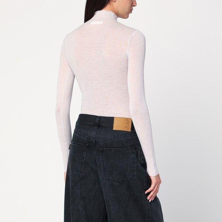 ivory semi-sheer turtleneck by Selfnex