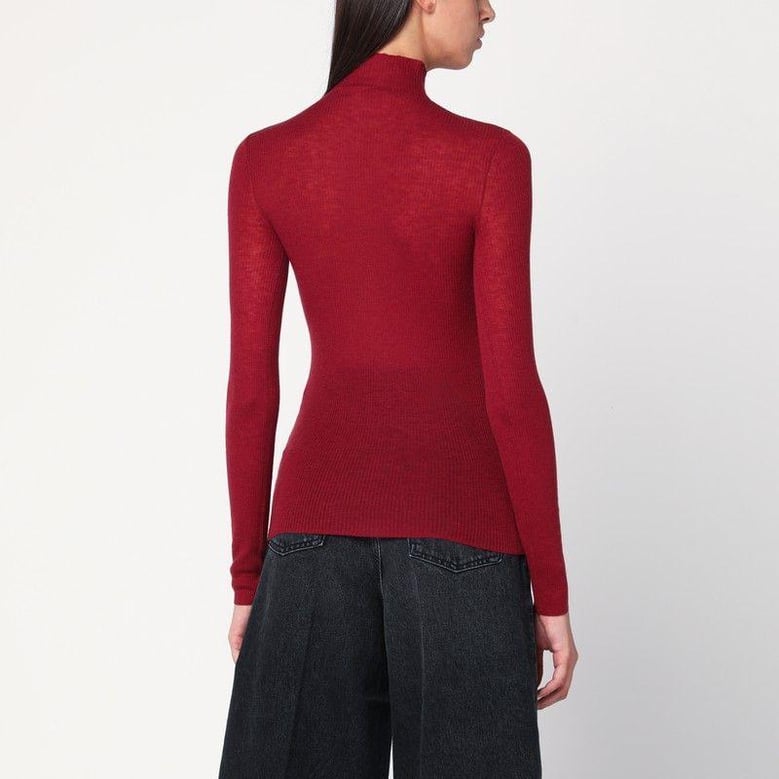 bordeaux semi-sheer turtleneck by Selfnex