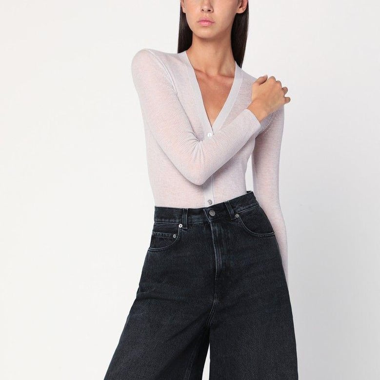 ivory semi-sheer knit cardigan by Selfnex