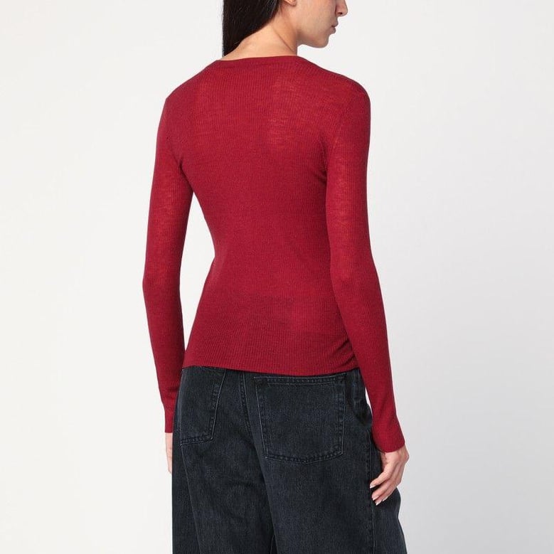 bordeaux semi-sheer knit cardigan by Selfnex