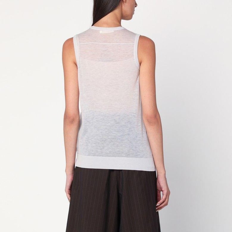 ivory semi-sheer tank top by Selfnex