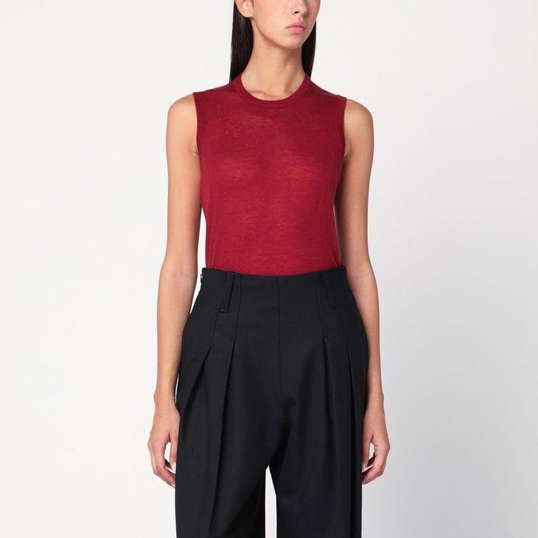 bordeaux semi-sheer tank top by Selfnex