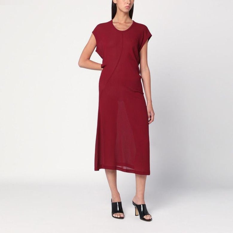 s-curve dress in bordeaux chiffon by Selfnex