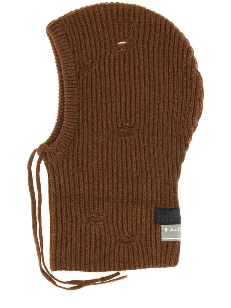 brown wool-blend hood by Selfnex