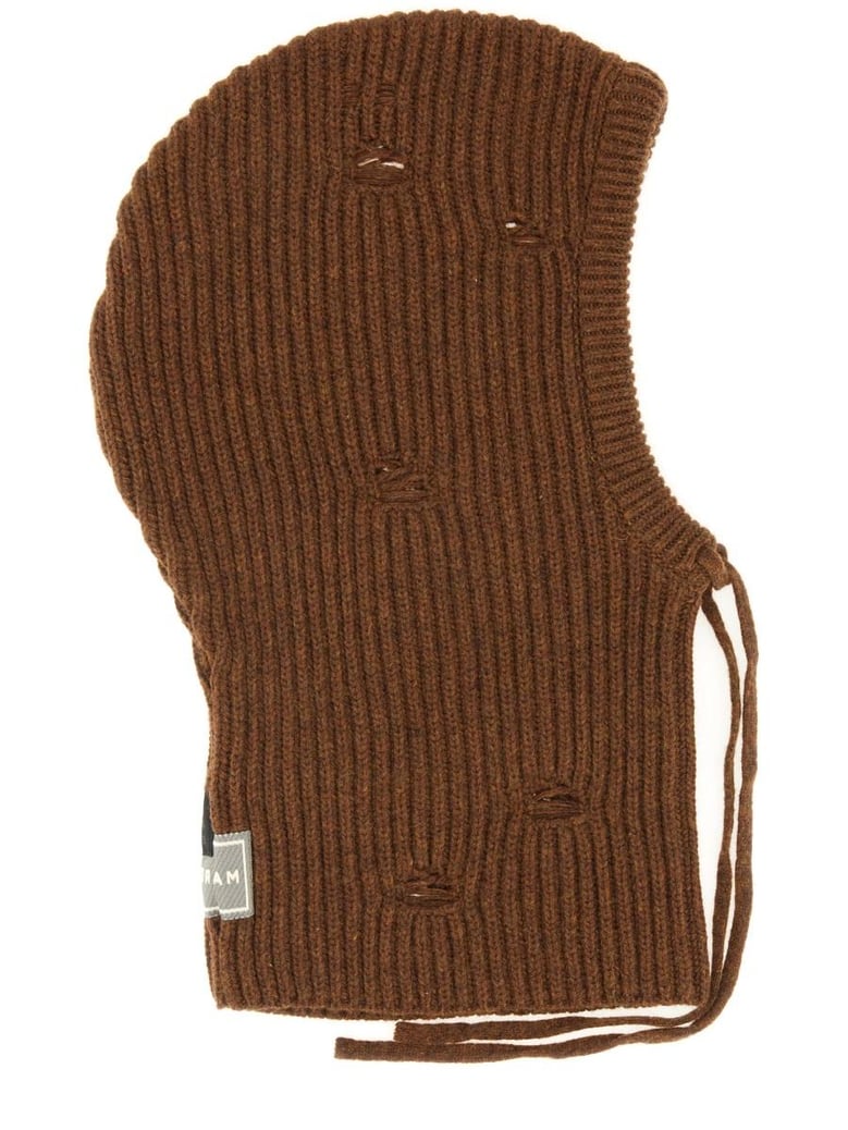 brown wool-blend hood by Selfnex