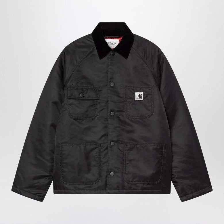 alumni chore coat jacket in black nylon by Selfnex