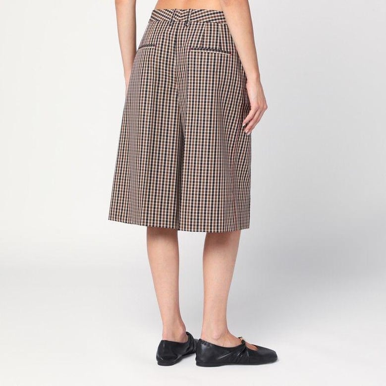 brown check wool bermuda shorts by Selfnex