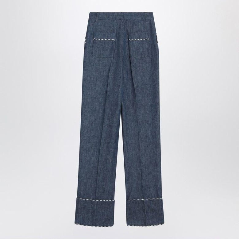 blue trousers in chambray denim by Selfnex