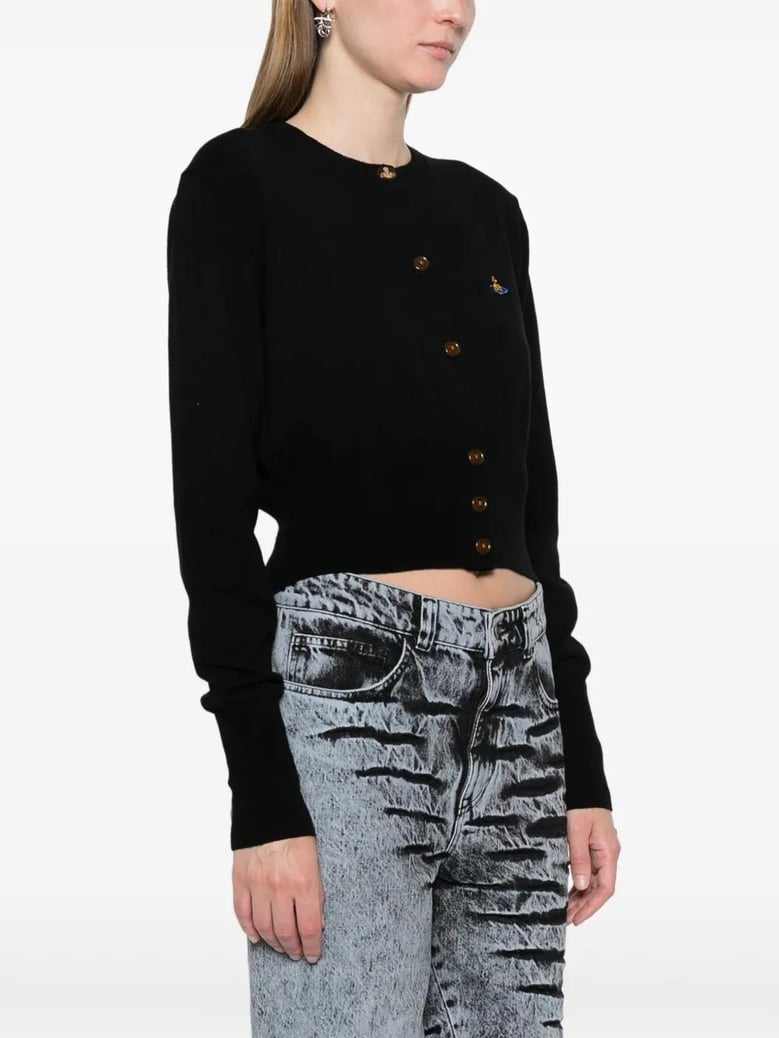 cropped-length knitted cardigan by Selfnex