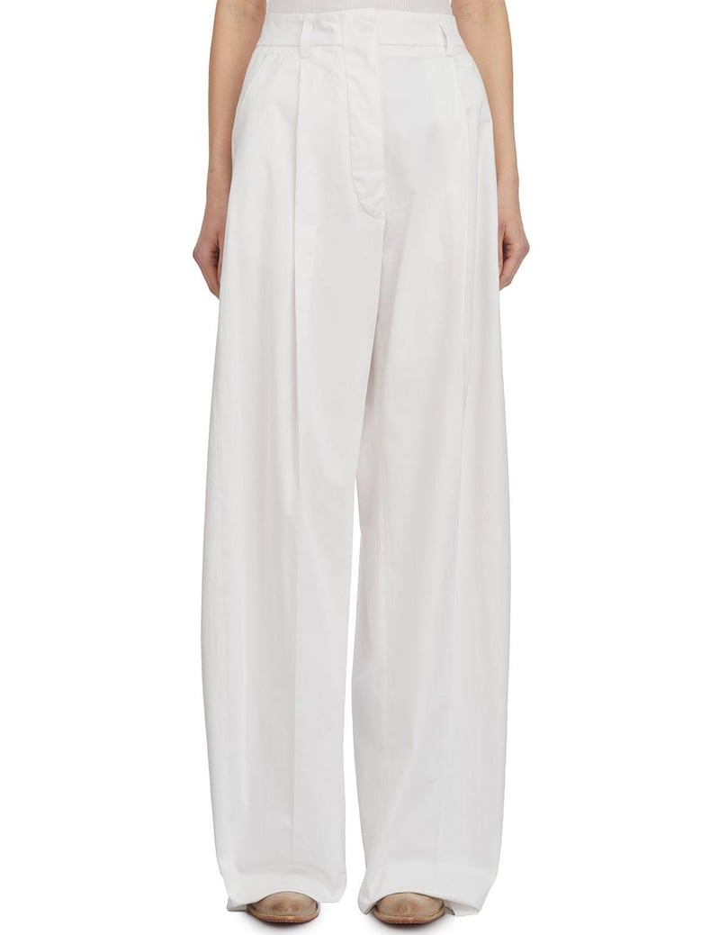 billie poplin white trousers by Selfnex