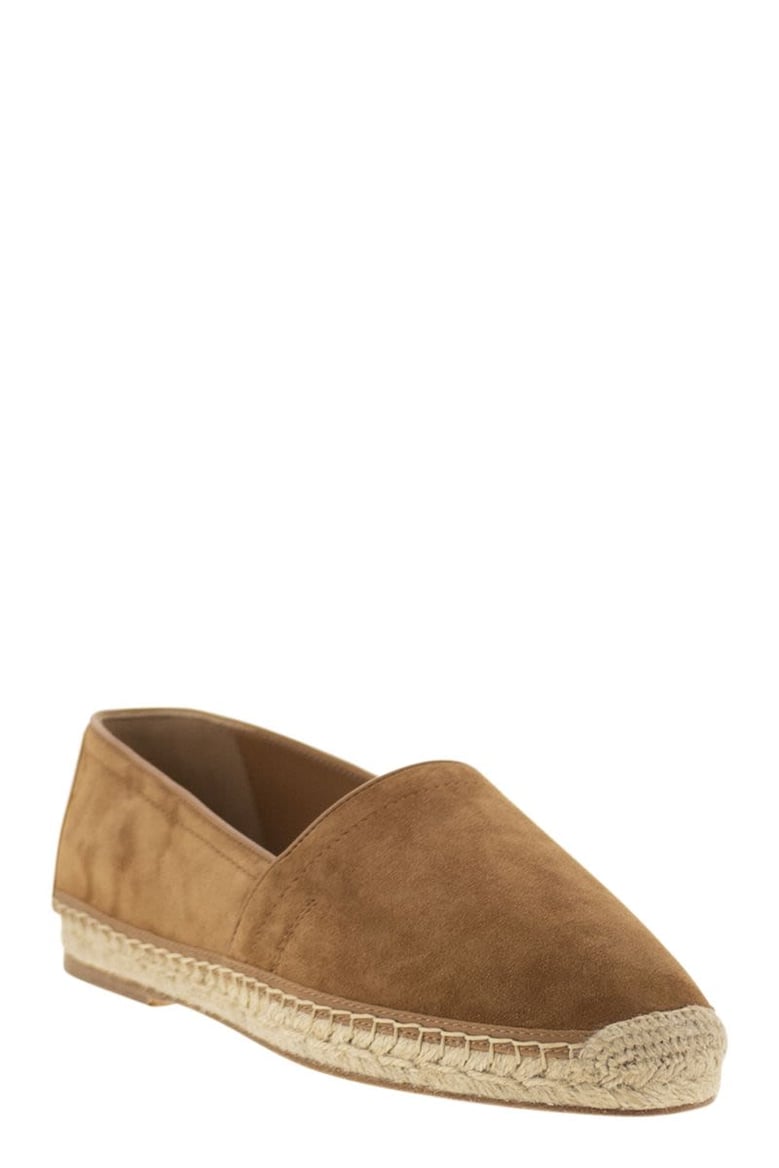 washed suede espadrilles with beading by Selfnex