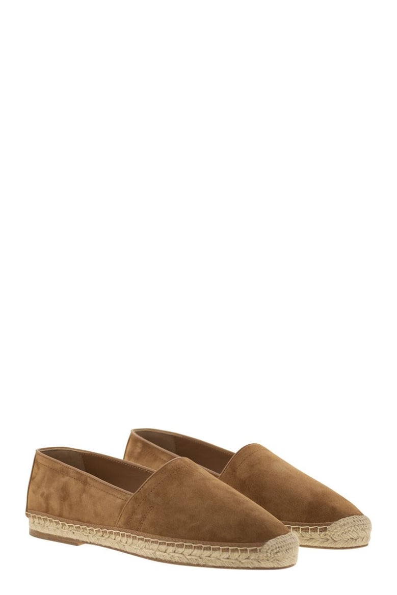 washed suede espadrilles with beading by Selfnex