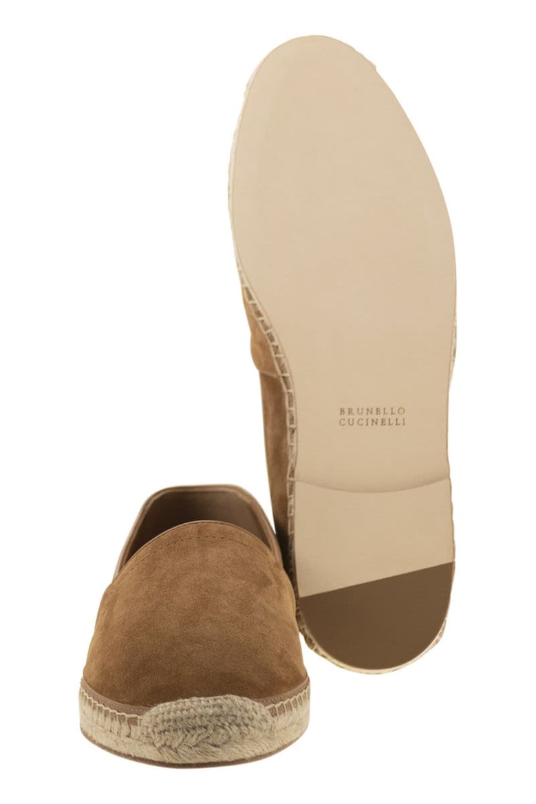 washed suede espadrilles with beading by Selfnex