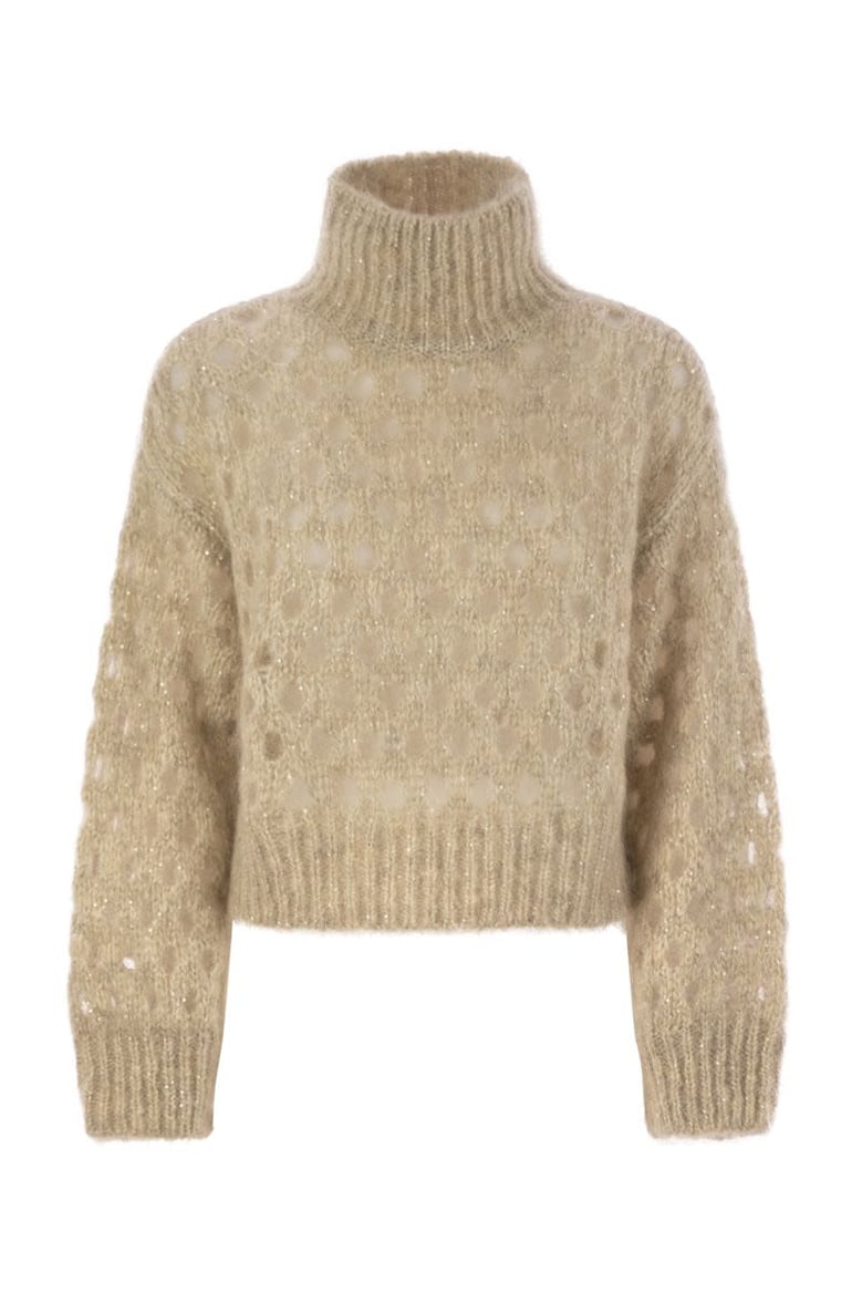dazzling net turtleneck sweater made of mohair and wool wispy by Selfnex