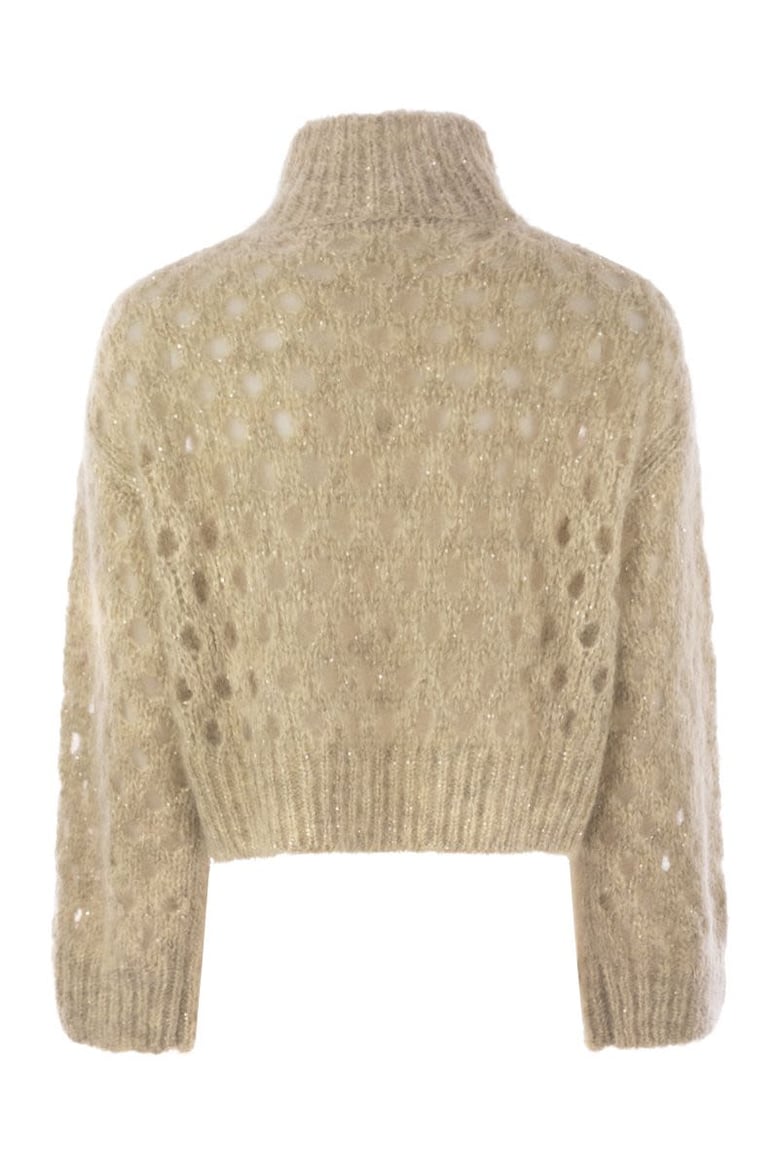 dazzling net turtleneck sweater made of mohair and wool wispy by Selfnex