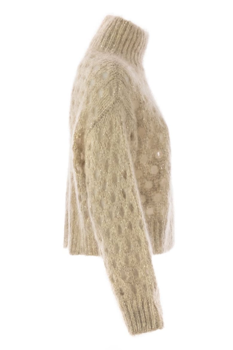 dazzling net turtleneck sweater made of mohair and wool wispy by Selfnex